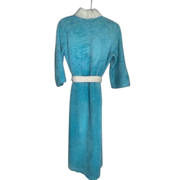 Vintage Sears Blue Plush Belted Robe 60s-70s Retro Style‎ SMALL Fuzzy cute Furry - Picture 6 of 6